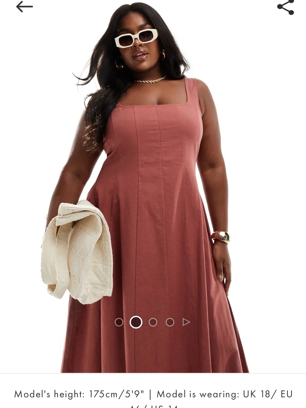 ASOS Curve- Square Neck Terra Cotta Maxi Dress - Plus Size